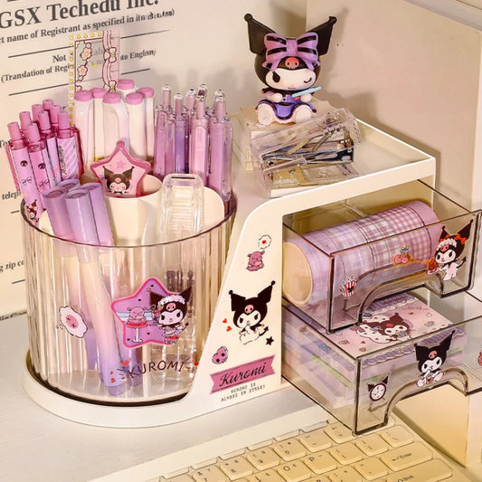 Sanrio Kuromi Rotating Pen Holder Storage Box Organizer