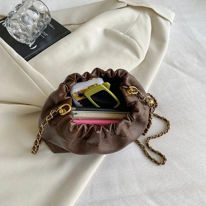 Pleated Chain Shoulder Bag for Women
