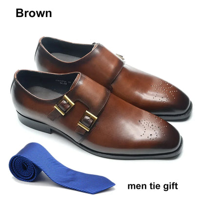 Italian Style Luxury Genuine Leather Monk Strap