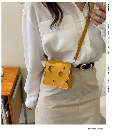 Cheese-Shaped Mini Crossbody Bag for Women