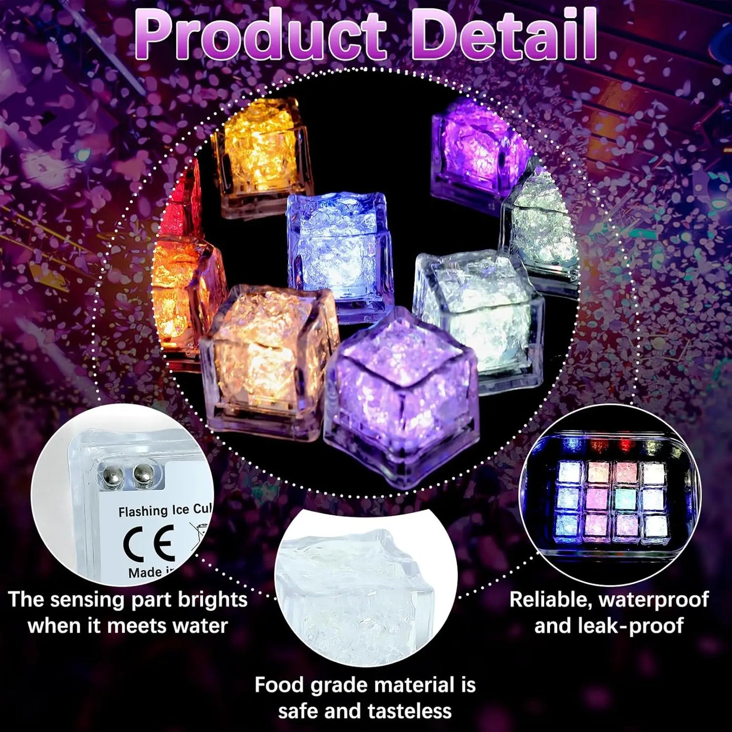 LED Reusable Light Up Ice Cubes