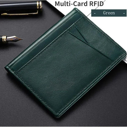100% Genuine Leather Mini Credit Card Holder Wallet