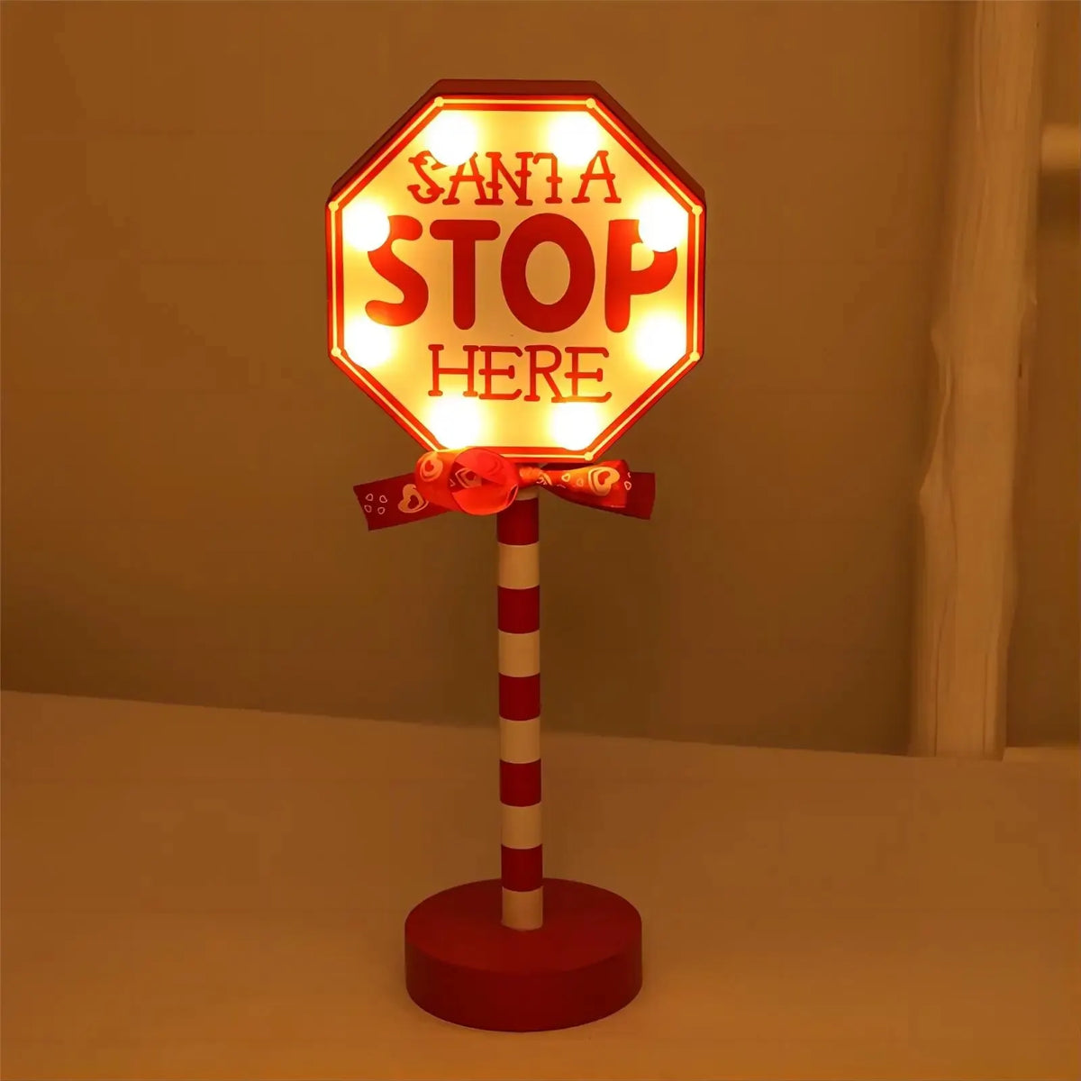 LED Santa Stop Here Christmas Sign