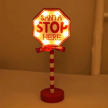 LED Santa Stop Here Christmas Sign