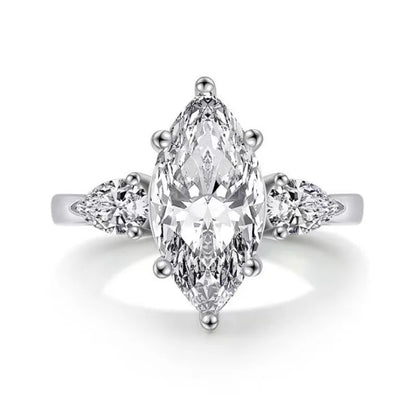 NKHOG 3 Carat Marquise Cut Moissanite Ring