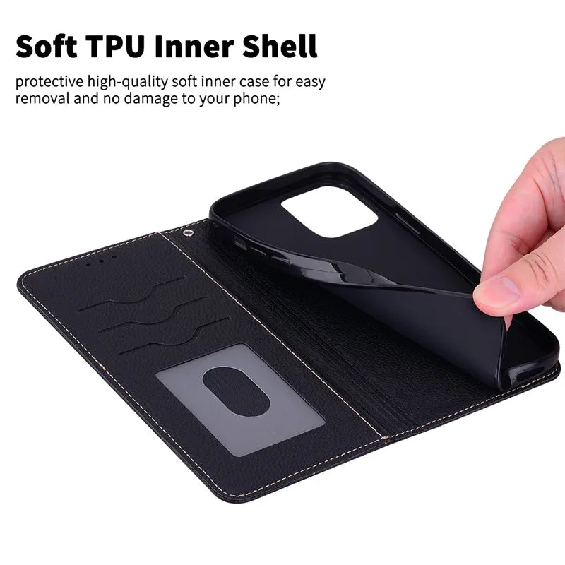 Leather Wallet Flip Case For Redmi 12 4G Cover Protector