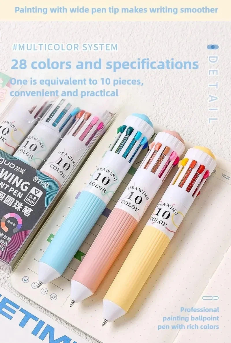 0.8mm Soft Grip Multi-Colour Ballpoint Pen for Drawing & Writing