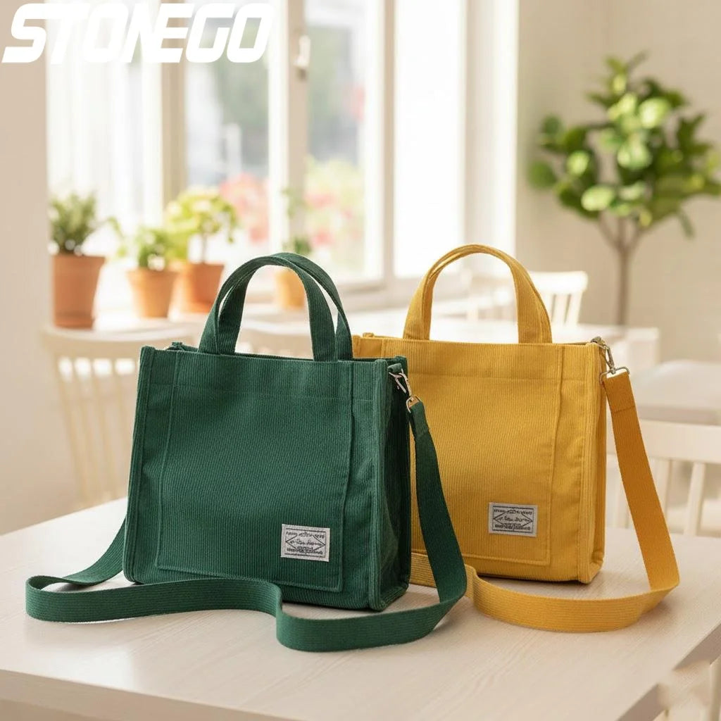 Corduroy Square Shoulder Bag