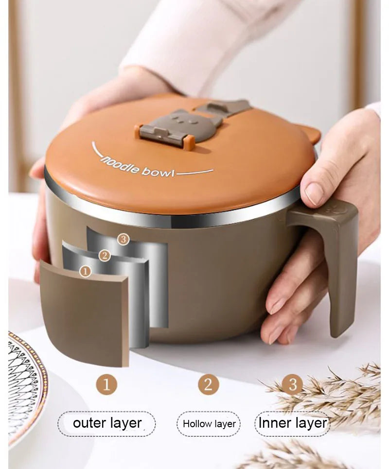 304 Stainless Steel Instant Noodle Bowl with Lid