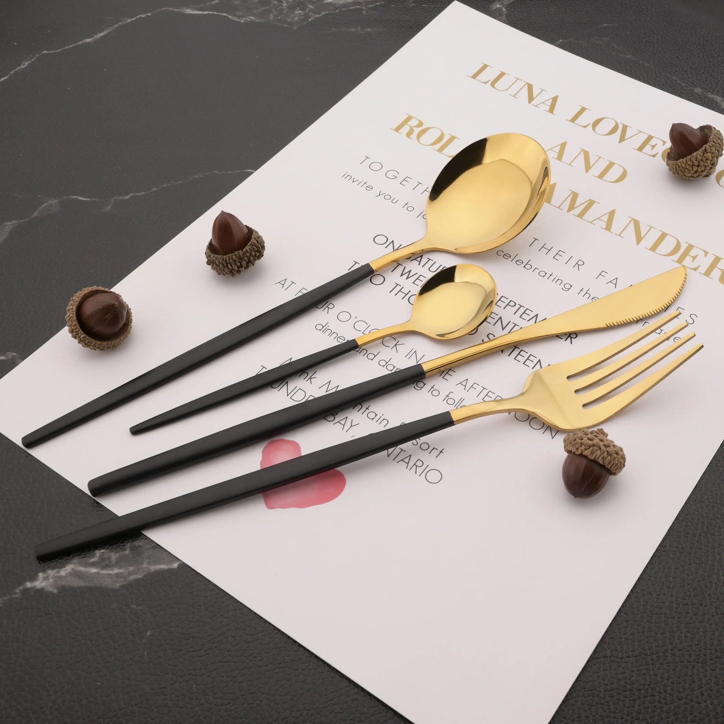 PINKTEN 6-Piece Gold Stainless Steel Dinner Fork Set