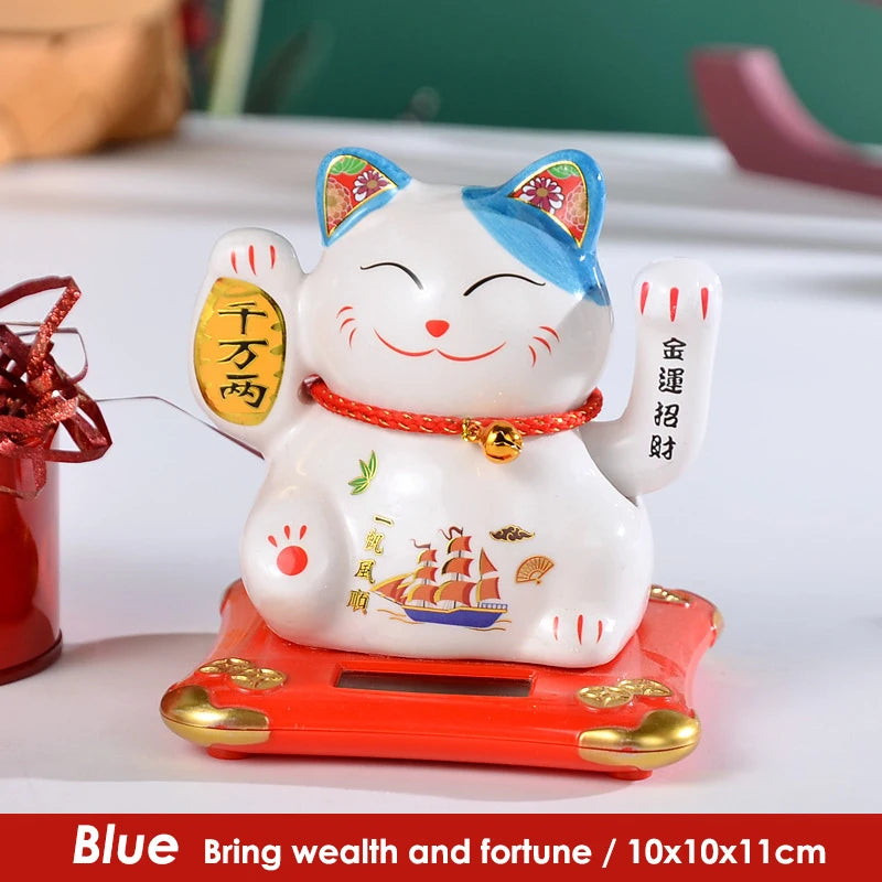 4.5 Inch Ceramic Lucky Solar Cat