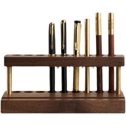Walnut Wood Desk Organizer with Pen Holder and Phone Stand