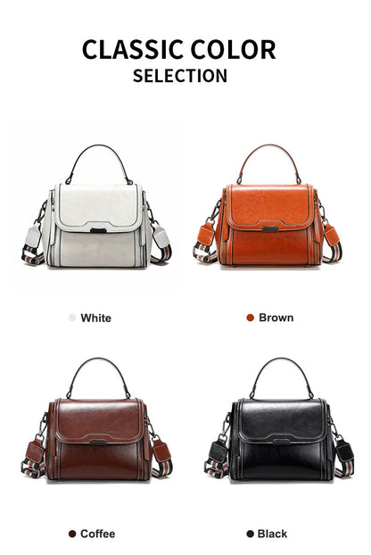 Genuine Cow Leather Top Handle Crossbody Bag
