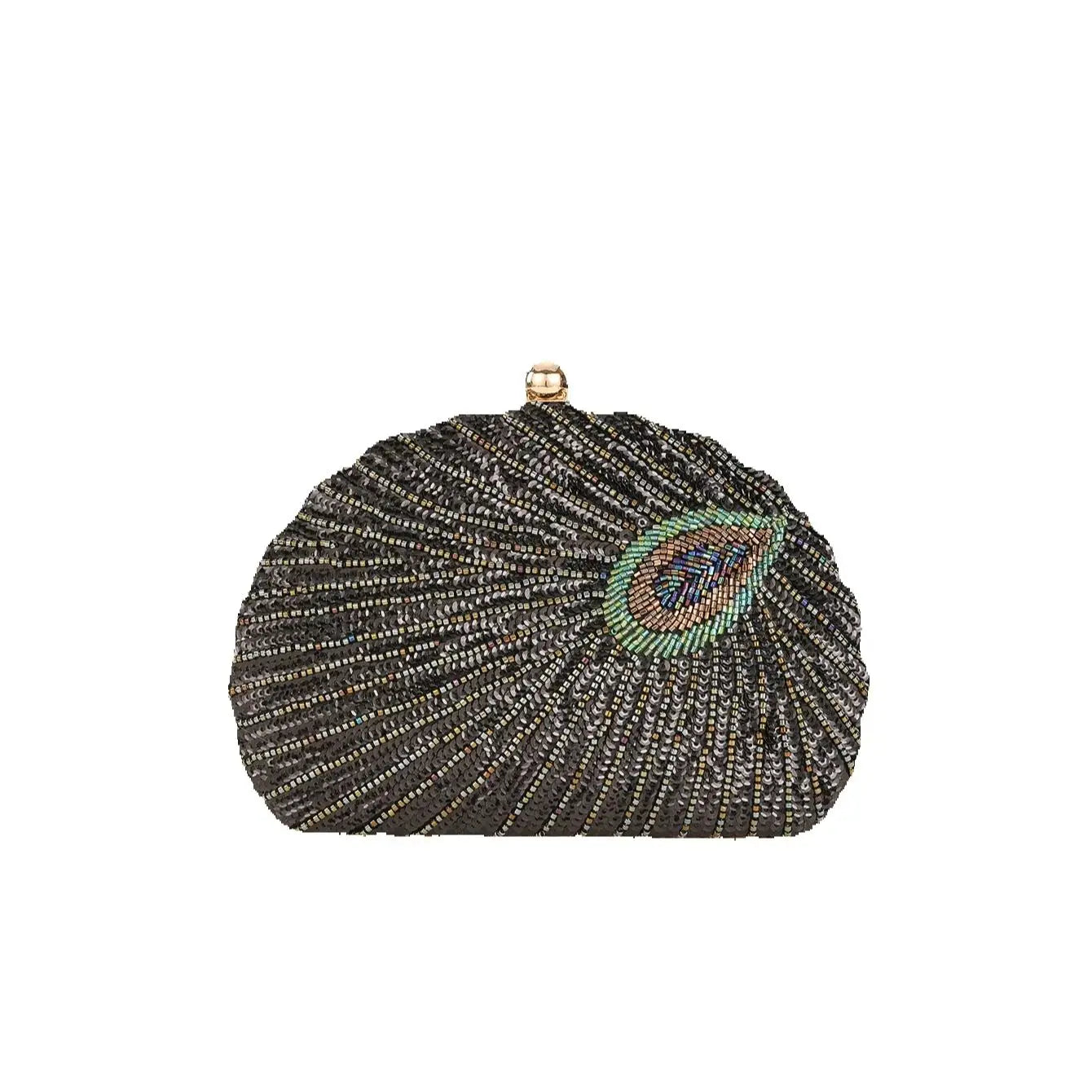 Beaded Peacock Evening Clutch Bag