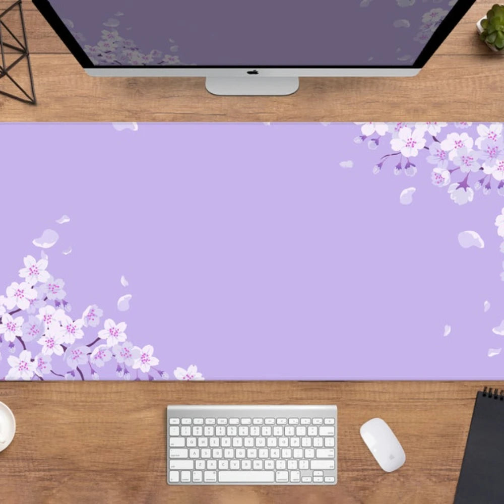 Purple Sakura Blossom Desk Mat