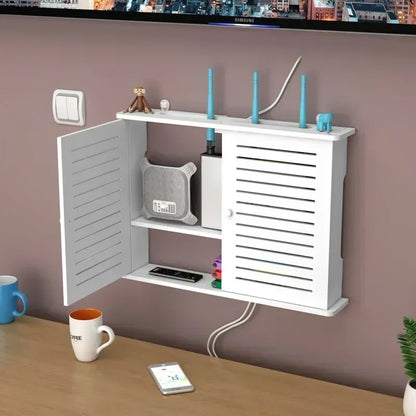 Wall Mounted WiFi Router & Cable Organizer Shelf