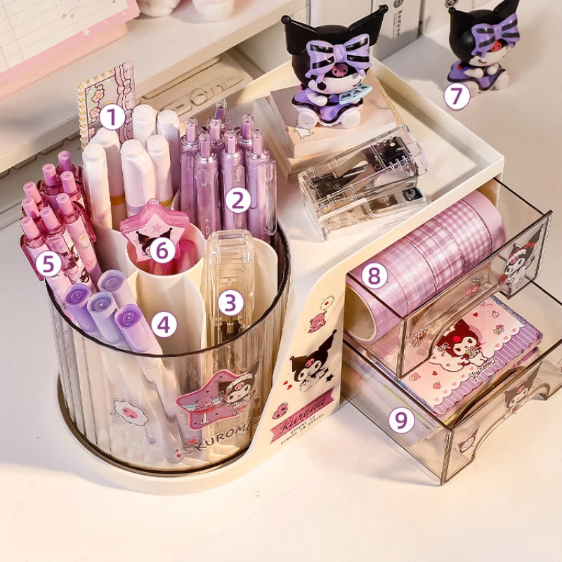 Sanrio Kuromi Rotating Pen Holder Storage Box Organizer