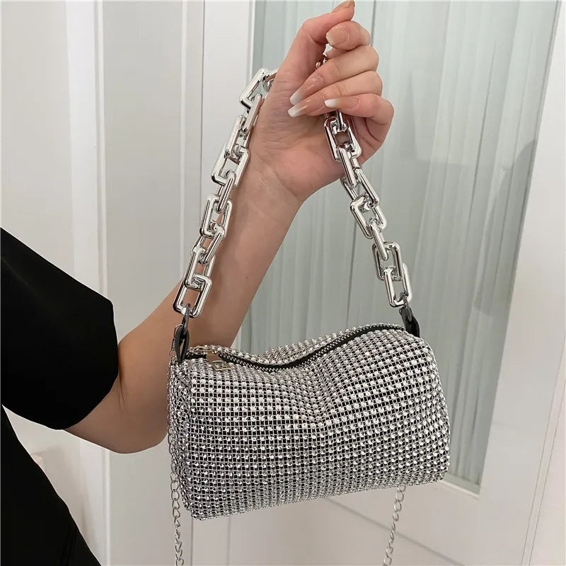 Rhinestone Chain Evening Crossbody Bag