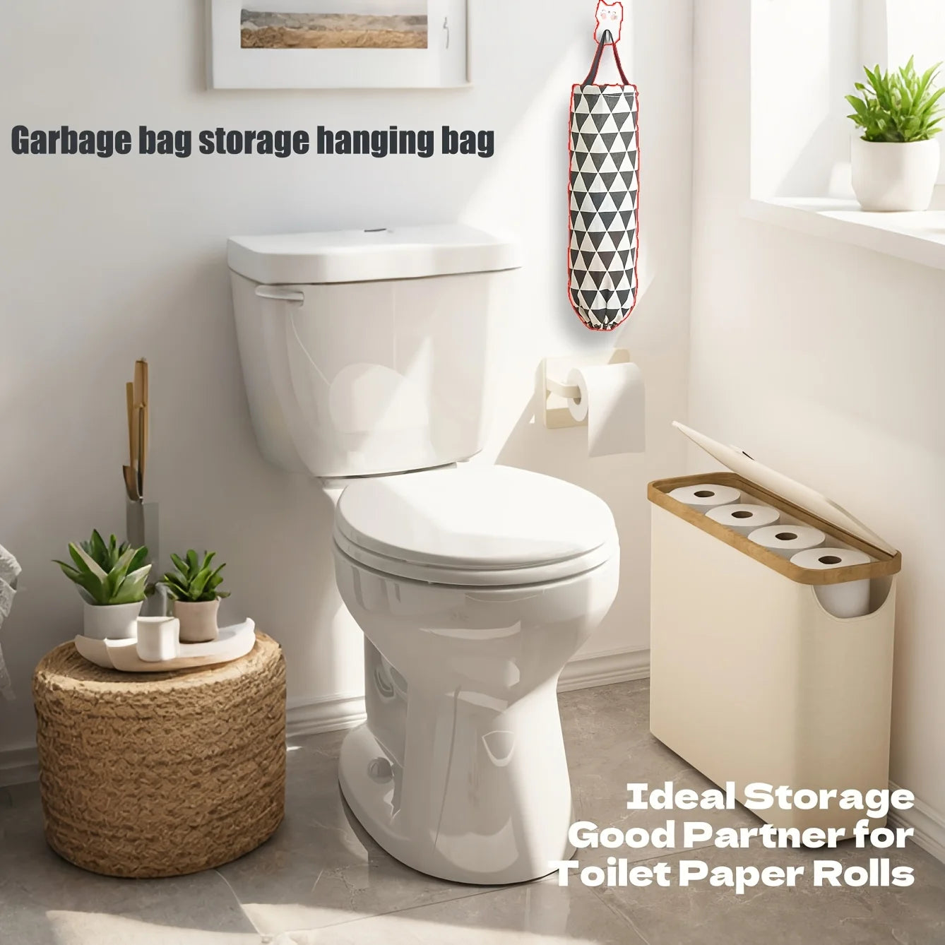 Bamboo Toilet Paper Storage Basket with Lid