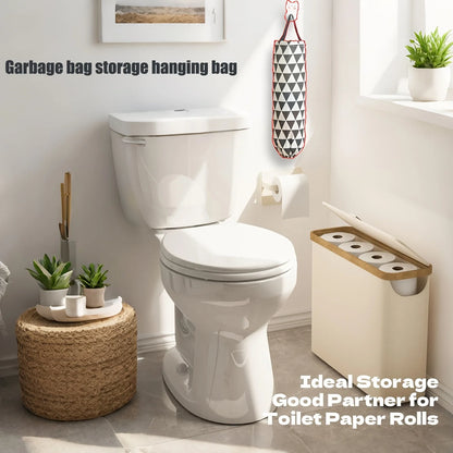 Bamboo Toilet Paper Storage Basket with Lid
