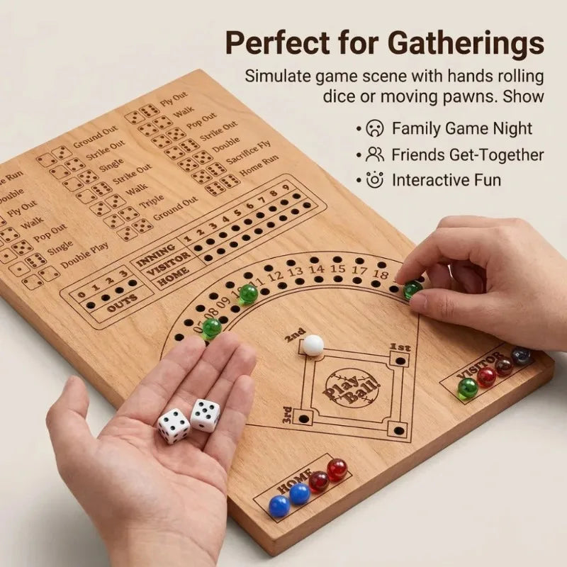 Wooden Baseball Dice Board Game