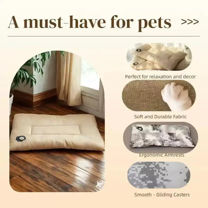 Extra Large Linen Pet Bed Mat for Dogs & Cats