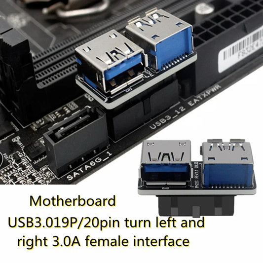 USB 3.0 19/20-Pin to Dual USB-A Motherboard Adapter