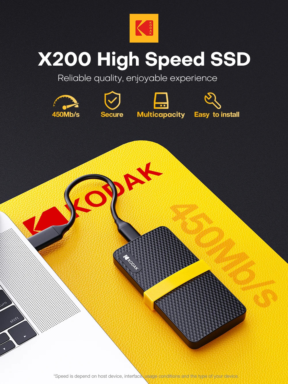 KODAK X200 Portable External SSD USB 3.1 Type-C