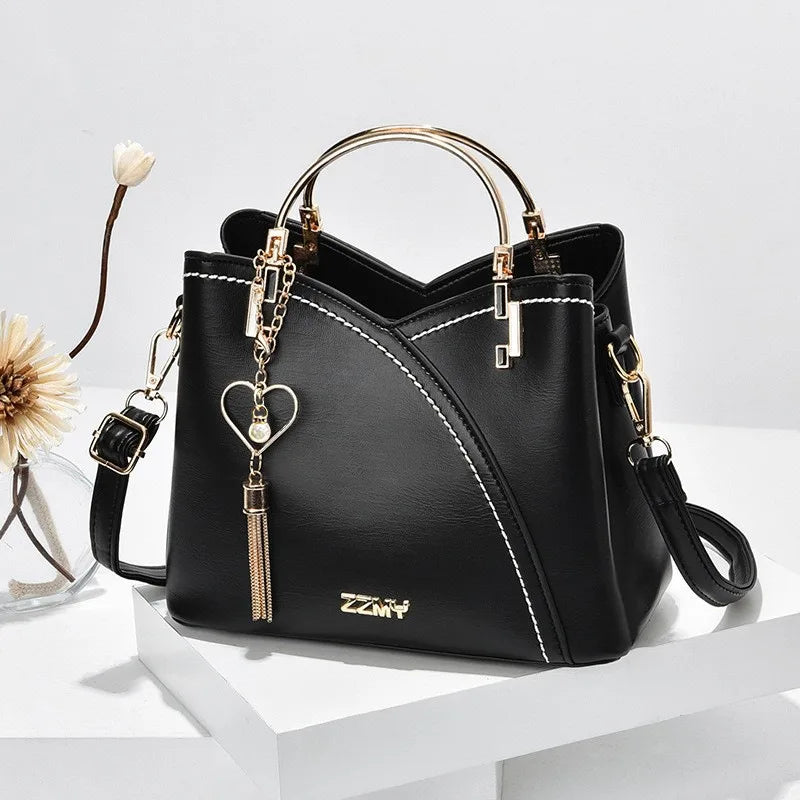 Women's Color Block PU Large Tote Shoulder Bag