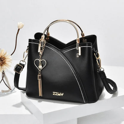 Women's Color Block PU Large Tote Shoulder Bag