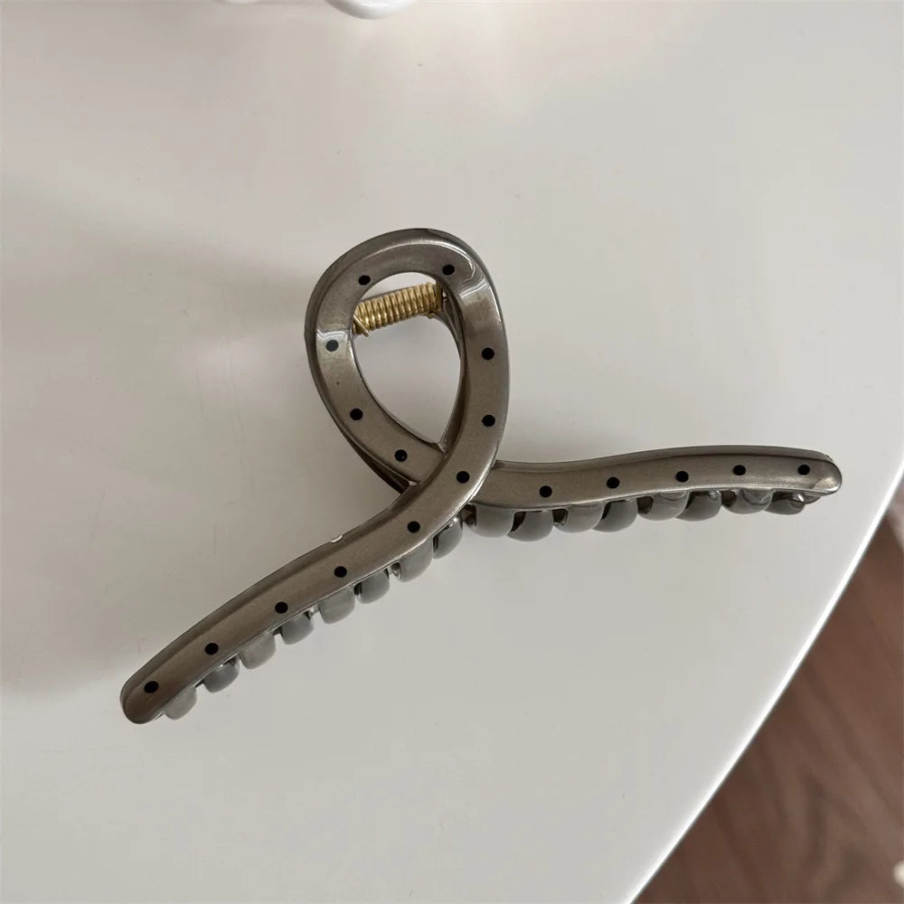 Large Black Wave Dot Hair Claw Clip
