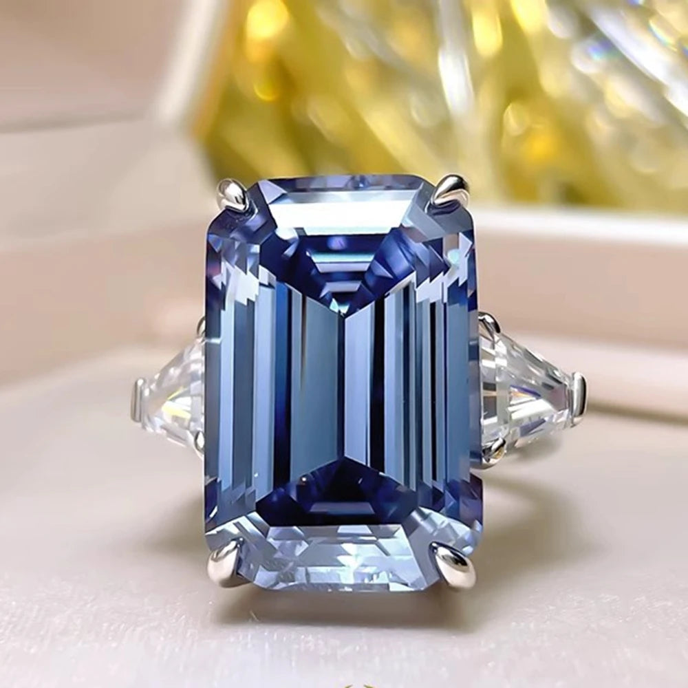 925 Sterling Silver Sapphire Statement Ring
