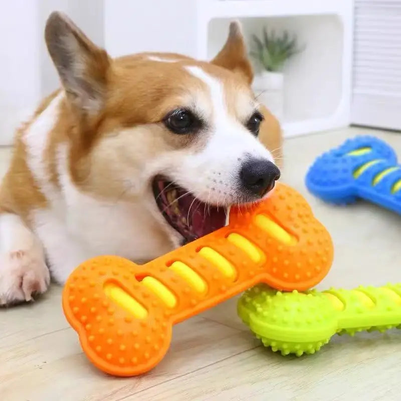 Rubber Squeaky Bone Dog Toy