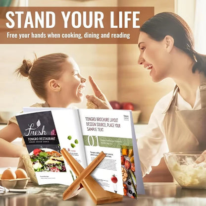 Wooden Cookbook & Tablet Stand