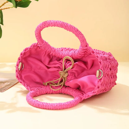 Handwoven Straw Rattan Crossbody Beach Bag