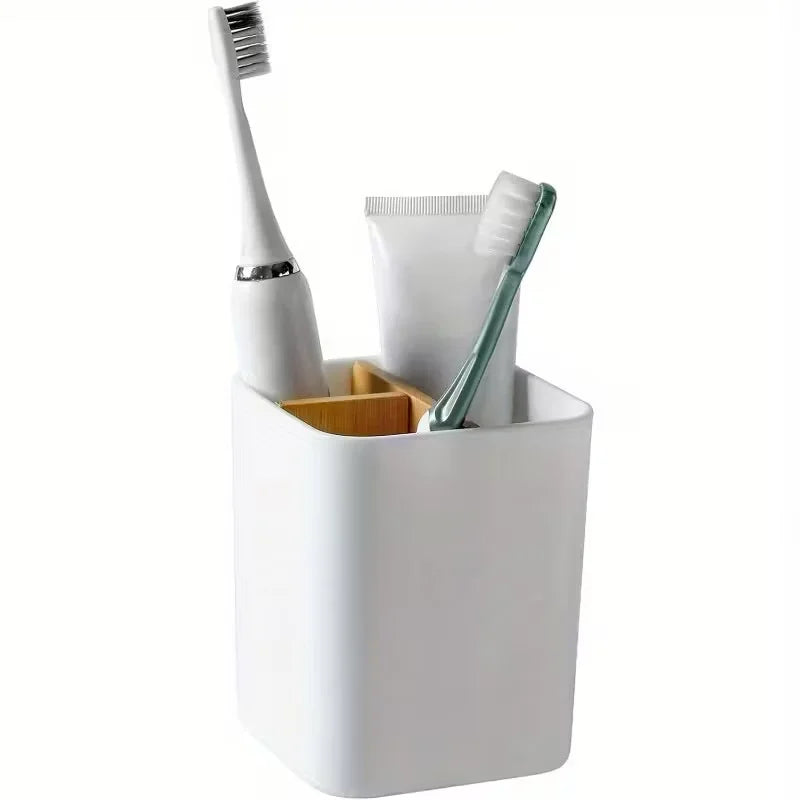 Three-Compartment Bathroom Toothbrush Organizer