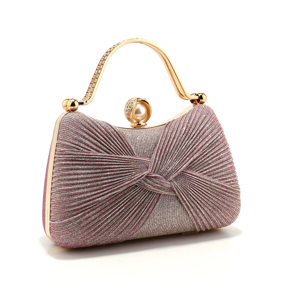 Bow Ruched Evening Clutch Bag
