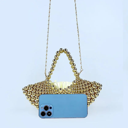 Handmade Beaded Fan-Shaped Evening Bag
