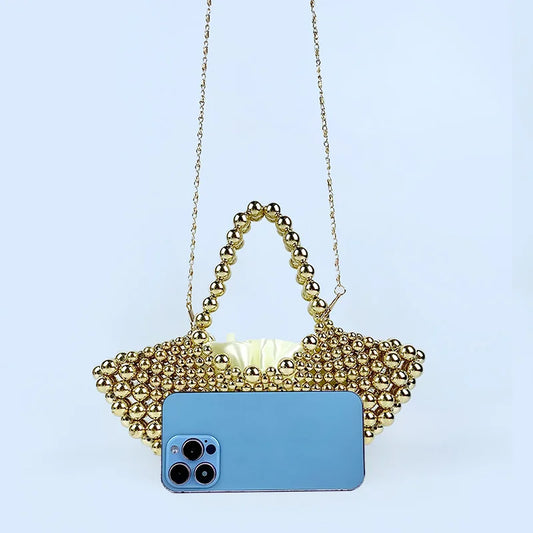 Handmade Beaded Fan-Shaped Evening Bag