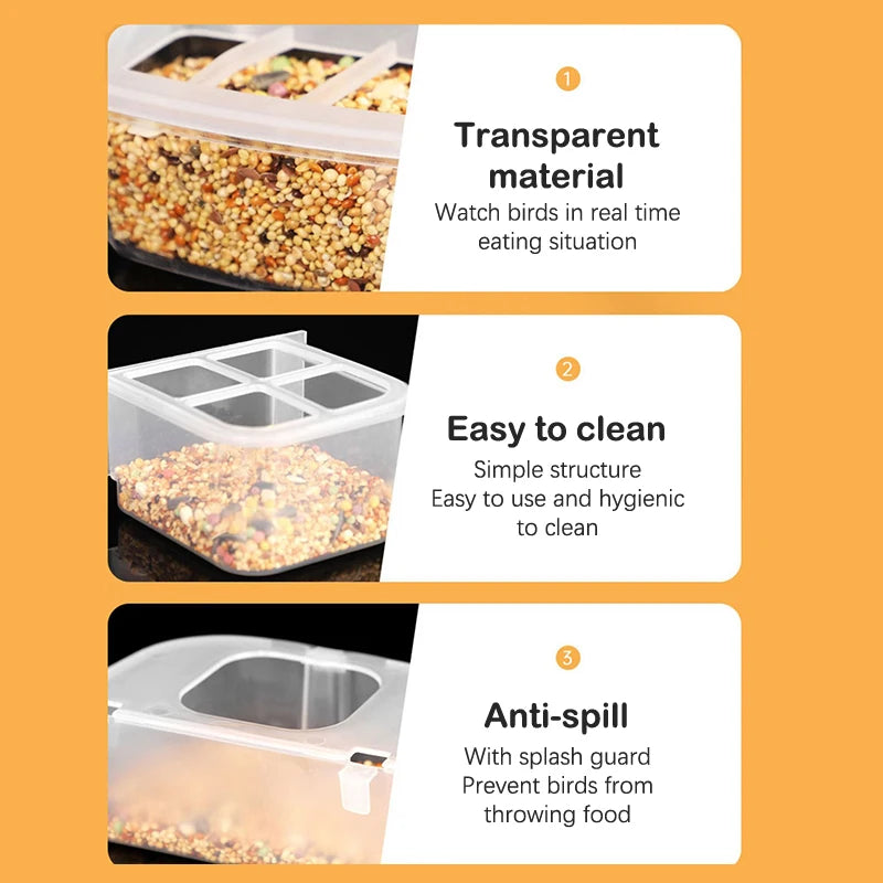 Transparent Spill-Proof Bird Feeder & Water Dispenser