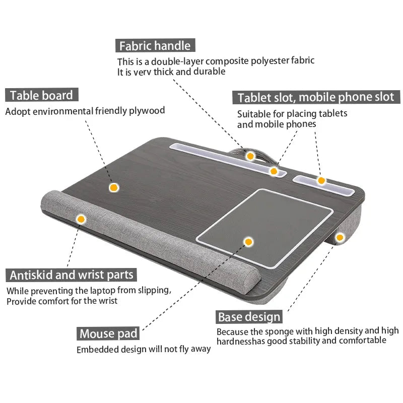 Multi-Purpose Bamboo Laptop Desk with Mouse Pad Groove