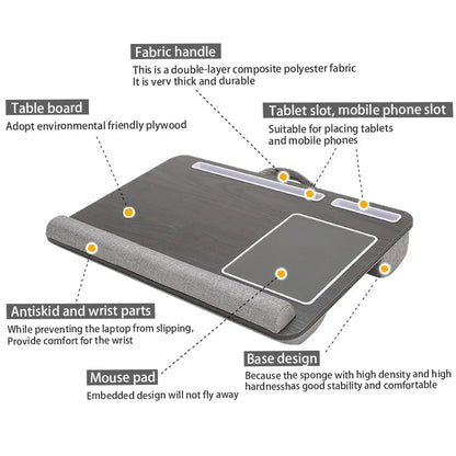 Multi-Purpose Bamboo Laptop Desk with Mouse Pad Groove