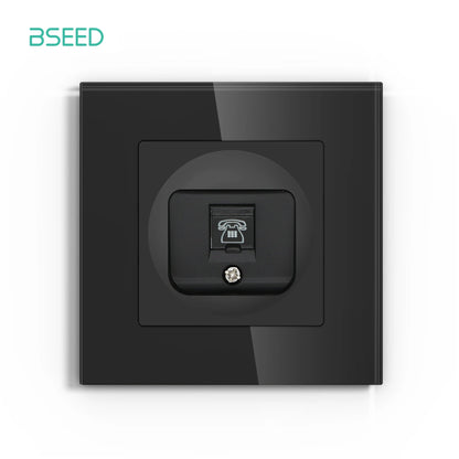 BSEED Glass Wall Socket Outlet – TV, RJ45, Telephone & Satellite