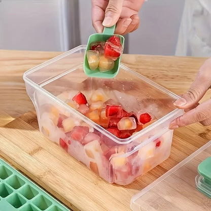 68-Grid Refrigerator Ice Cube Tray with Lid & Scoop