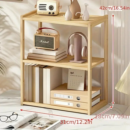 Wooden Desktop Organizer Shelf