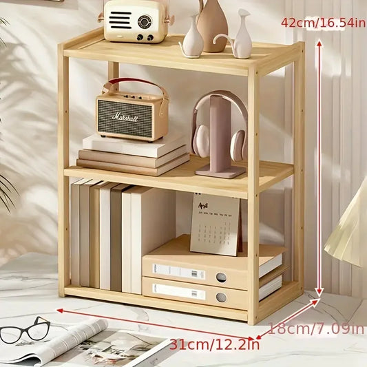 Wooden Desktop Organizer Shelf