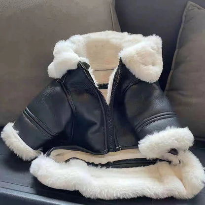 Winter Leather Dog Jacket Coat