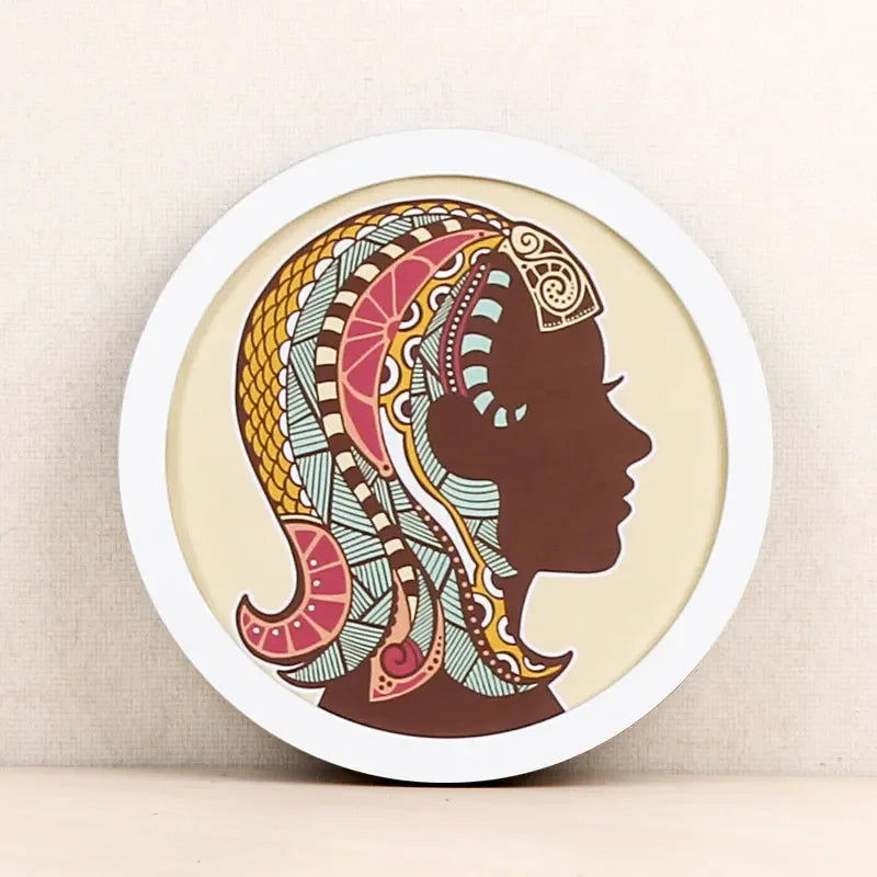 Round Wooden Wall Hanging Photo Frame