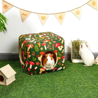 Cozy Washable Guinea Pig Hideout with Cushion for Small Pets