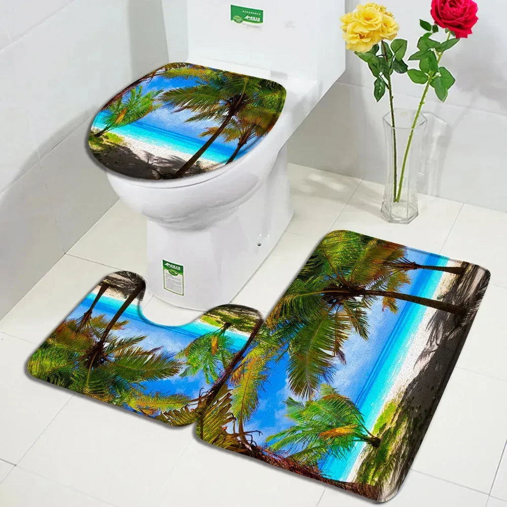 Ocean Seashell Bathroom Mat Set